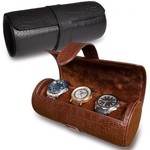 WATCH BOXES Rapport London Est. 1898 Leather Watch Roll  L108 black | L109 brown